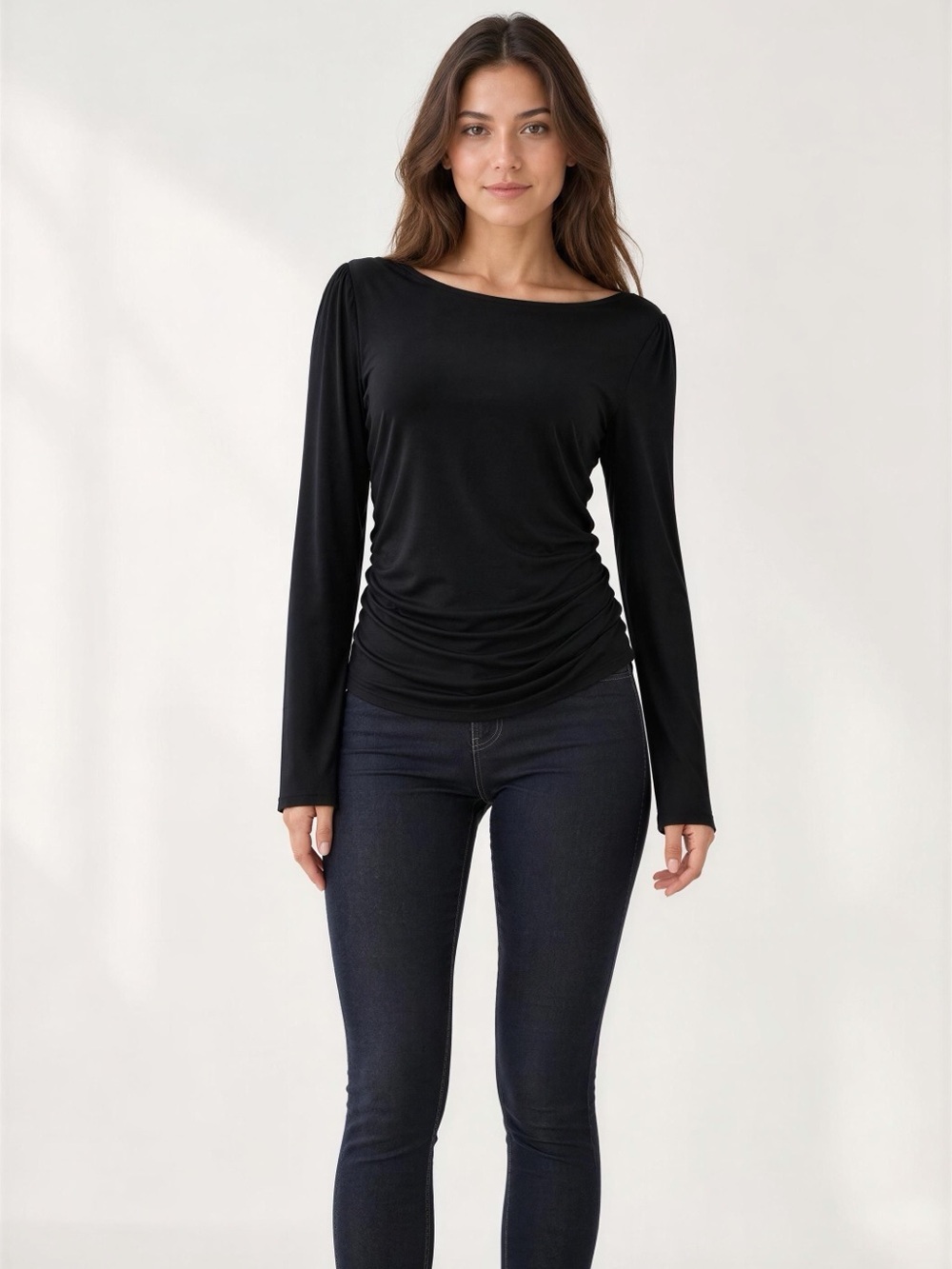 Madden Girl‎ Black Off-Shoulder Long Sleeve Top